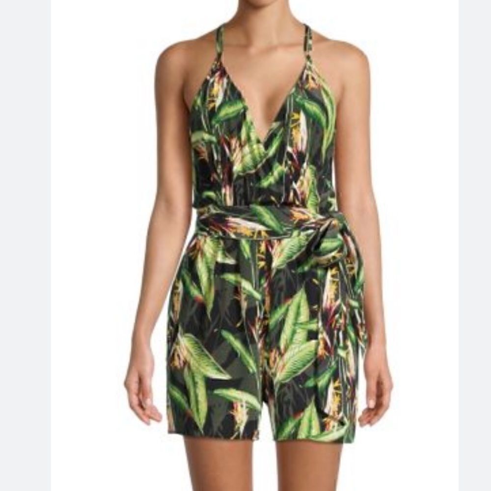BCBG Max Azria palm print birds romper XS